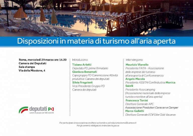 TAVOLA ROTONDA “DISPOSIZIONI IN MATERIA DI TURISMO ALL’ARIA APERTA” – ROMA, 29 MARZO 2017